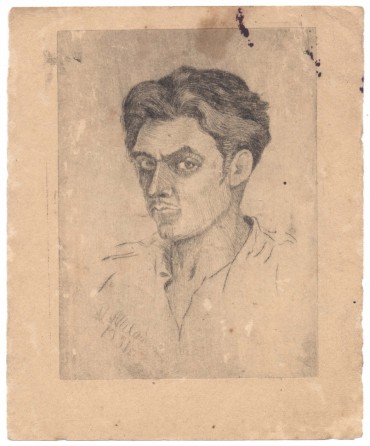 Автопортрет, 1951 (б., офорт, р. 11,6х8,5) 